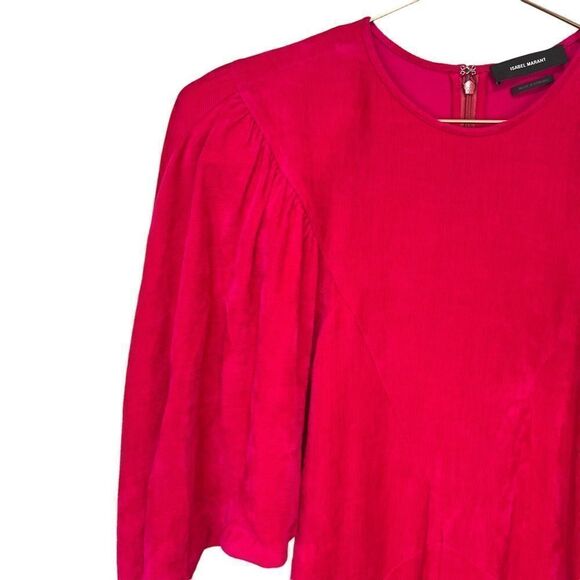 NEW Isabel Marant Venia Corduroy Midi Dress Fuschia Hot Pink Size 36 Small - Picture 7 of 16